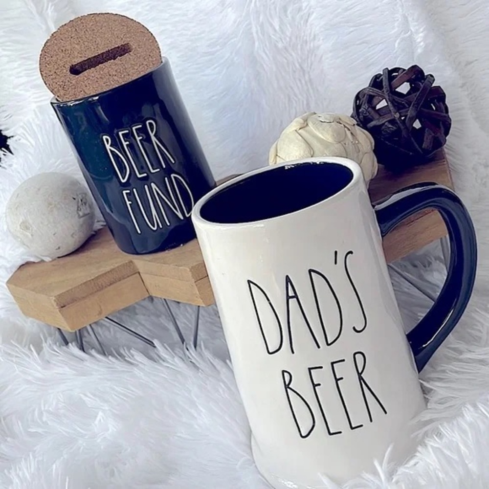 NEW Rae Dunn Dads Beer Stein & Coin Bank Ceramic Father’s Day Gift